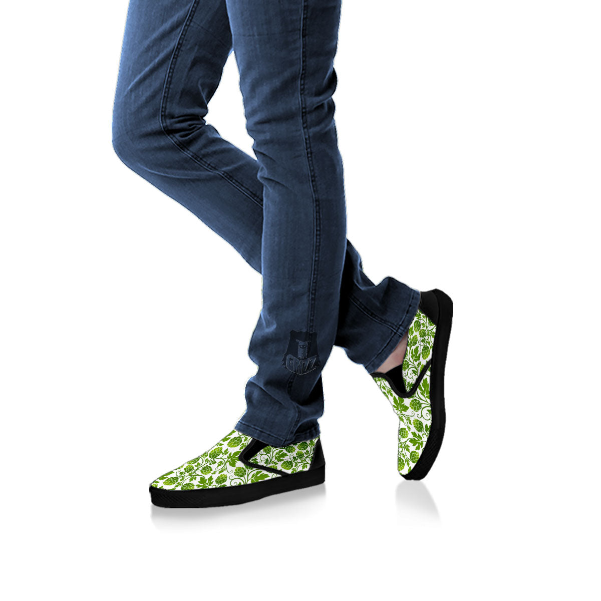 Hop Cone Cartoon Print Pattern Black Slip On Shoes-grizzshop