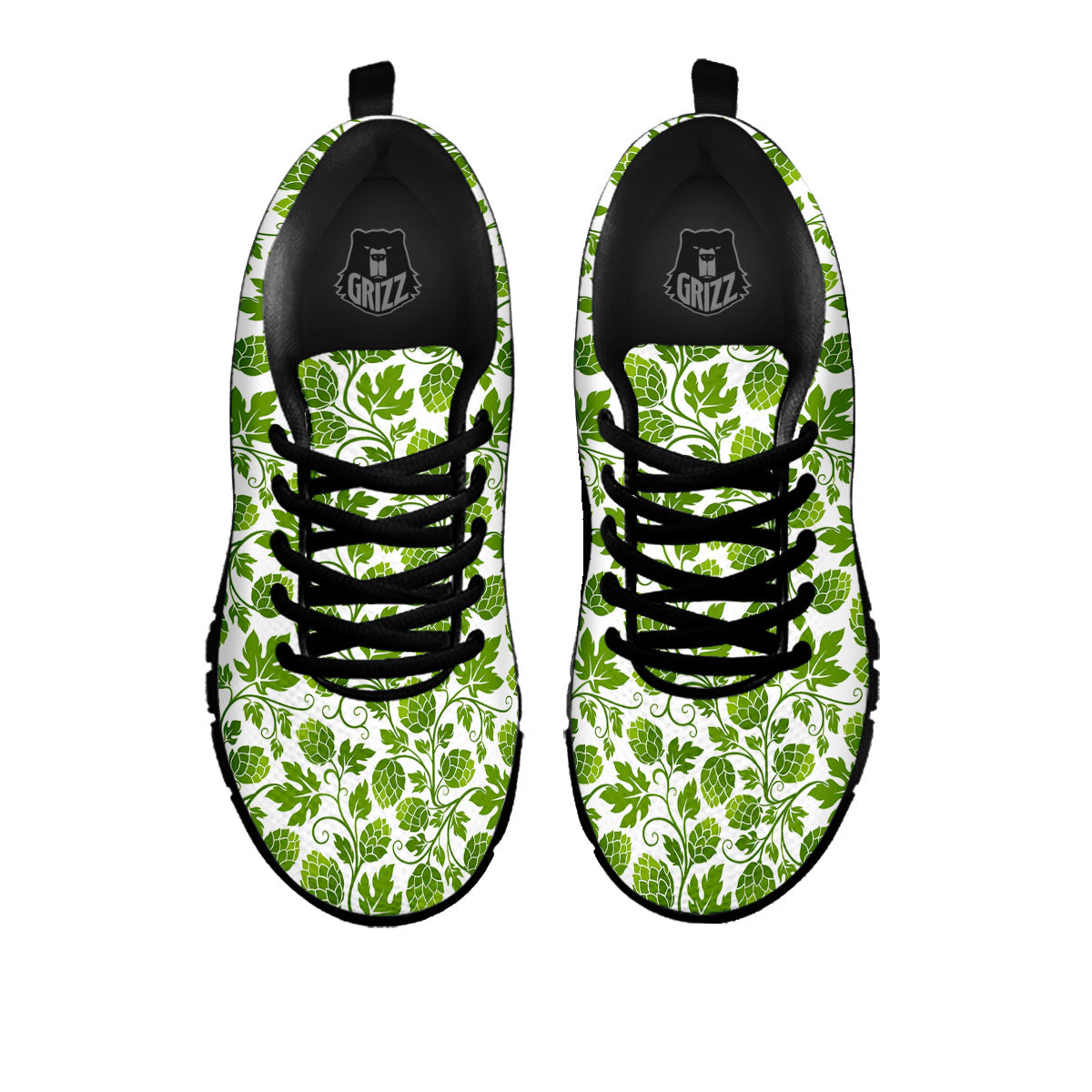 Hop Cone Cartoon Print Pattern Black Sneaker-grizzshop