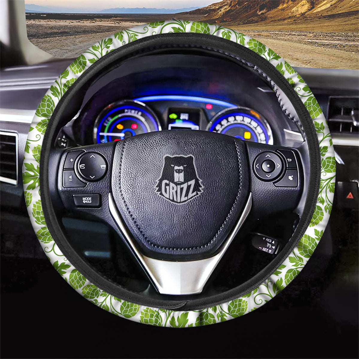 Hop Cone Cartoon Print Pattern Car Steering Wheel Cover-grizzshop