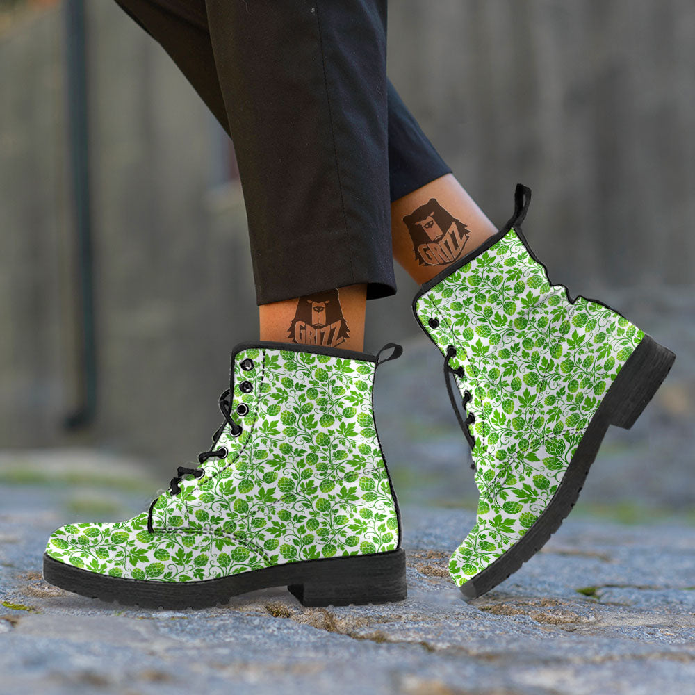 Hop Cone Cartoon Print Pattern Leather Boots-grizzshop