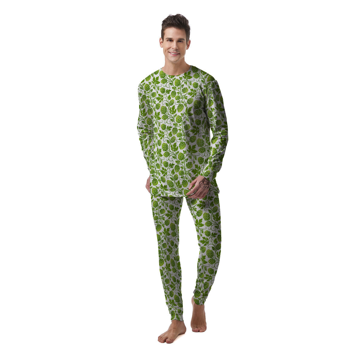 Hop Cone Cartoon Print Pattern Men's Pajamas-grizzshop