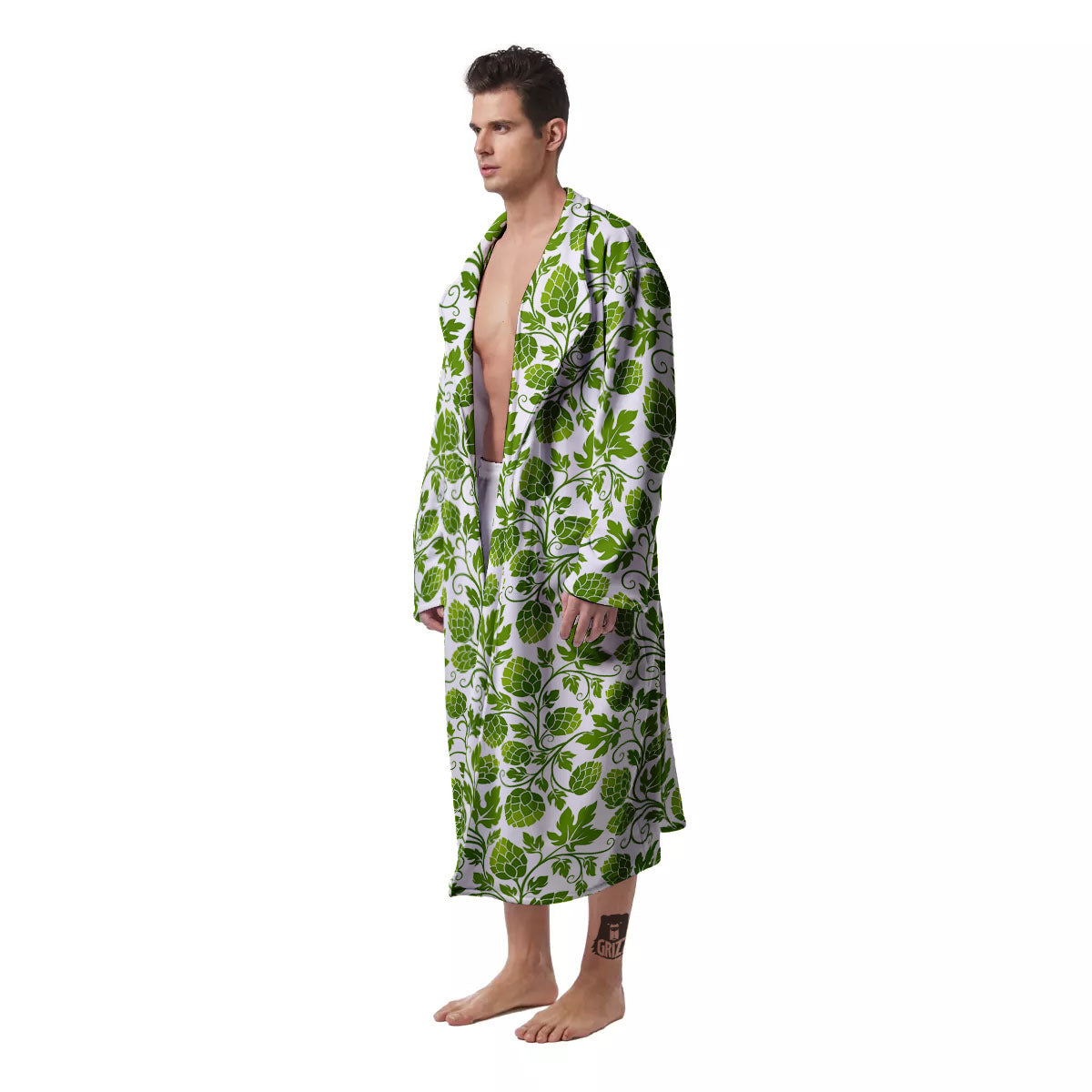 Hop Cone Cartoon Print Pattern Men's Robe-grizzshop
