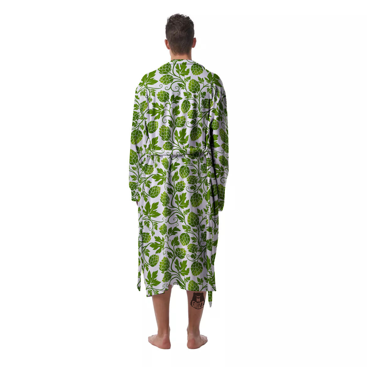 Hop Cone Cartoon Print Pattern Men's Robe-grizzshop
