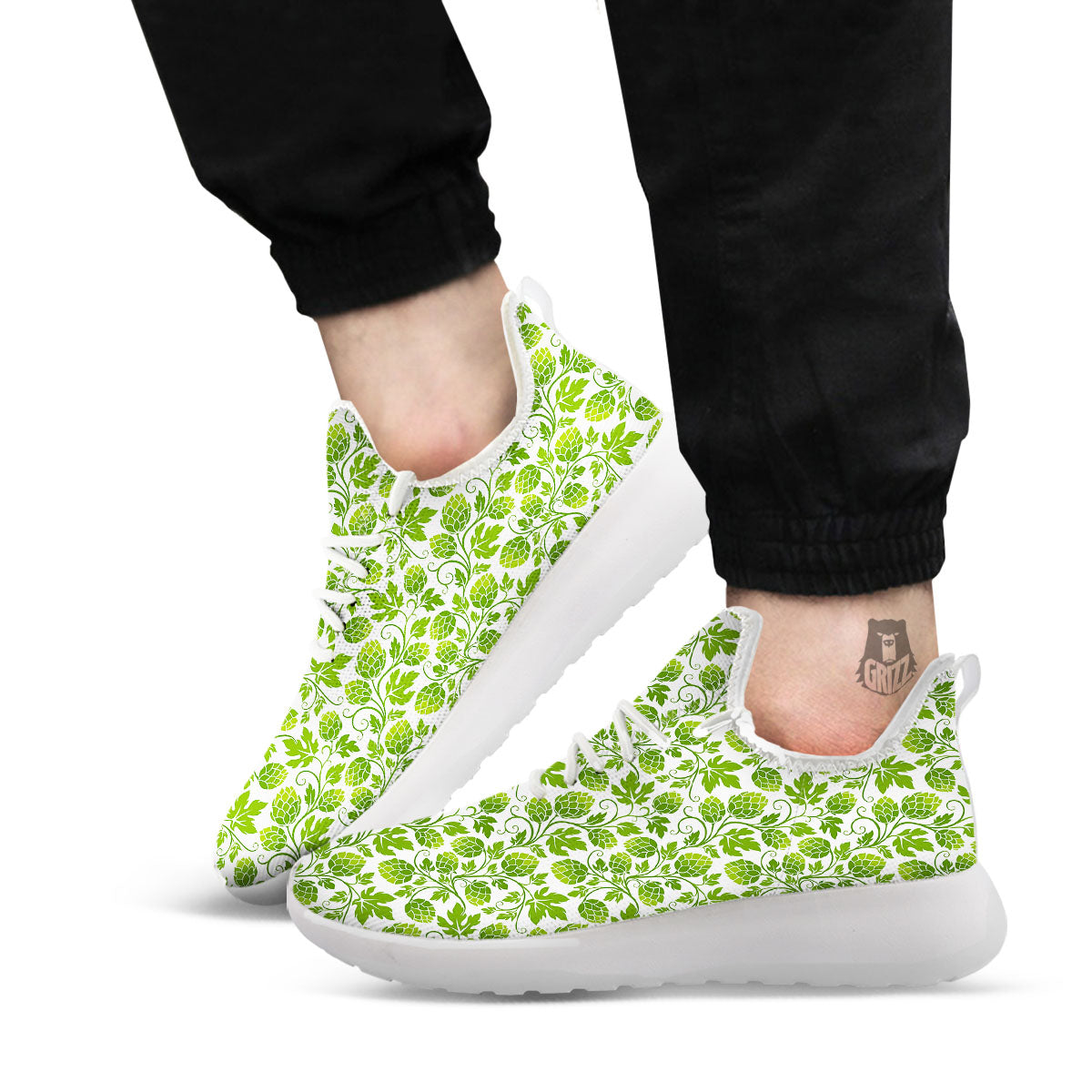 Hop Cone Cartoon Print Pattern White Athletic Shoes-grizzshop