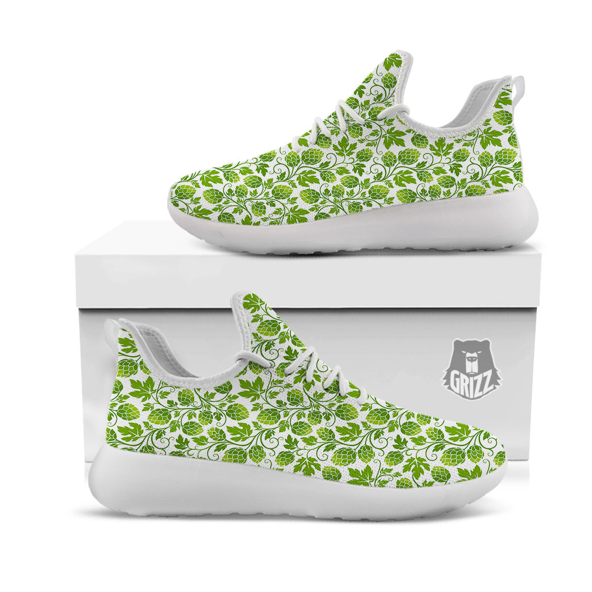 Hop Cone Cartoon Print Pattern White Athletic Shoes-grizzshop
