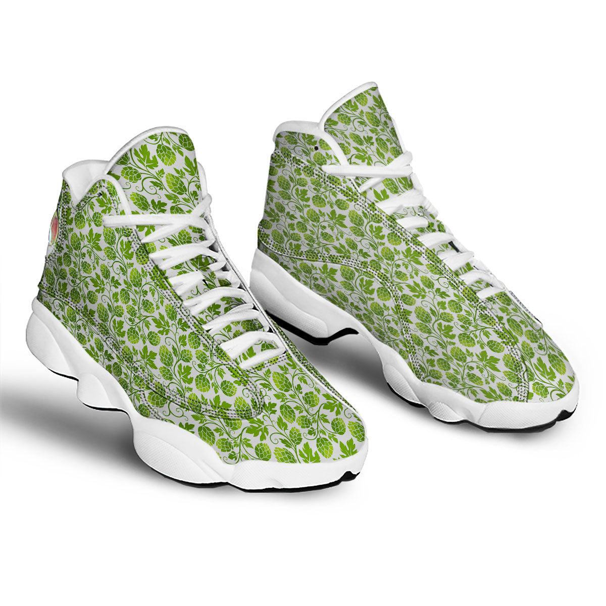 Hop Cone Cartoon Print Pattern White Basketball Shoes-grizzshop