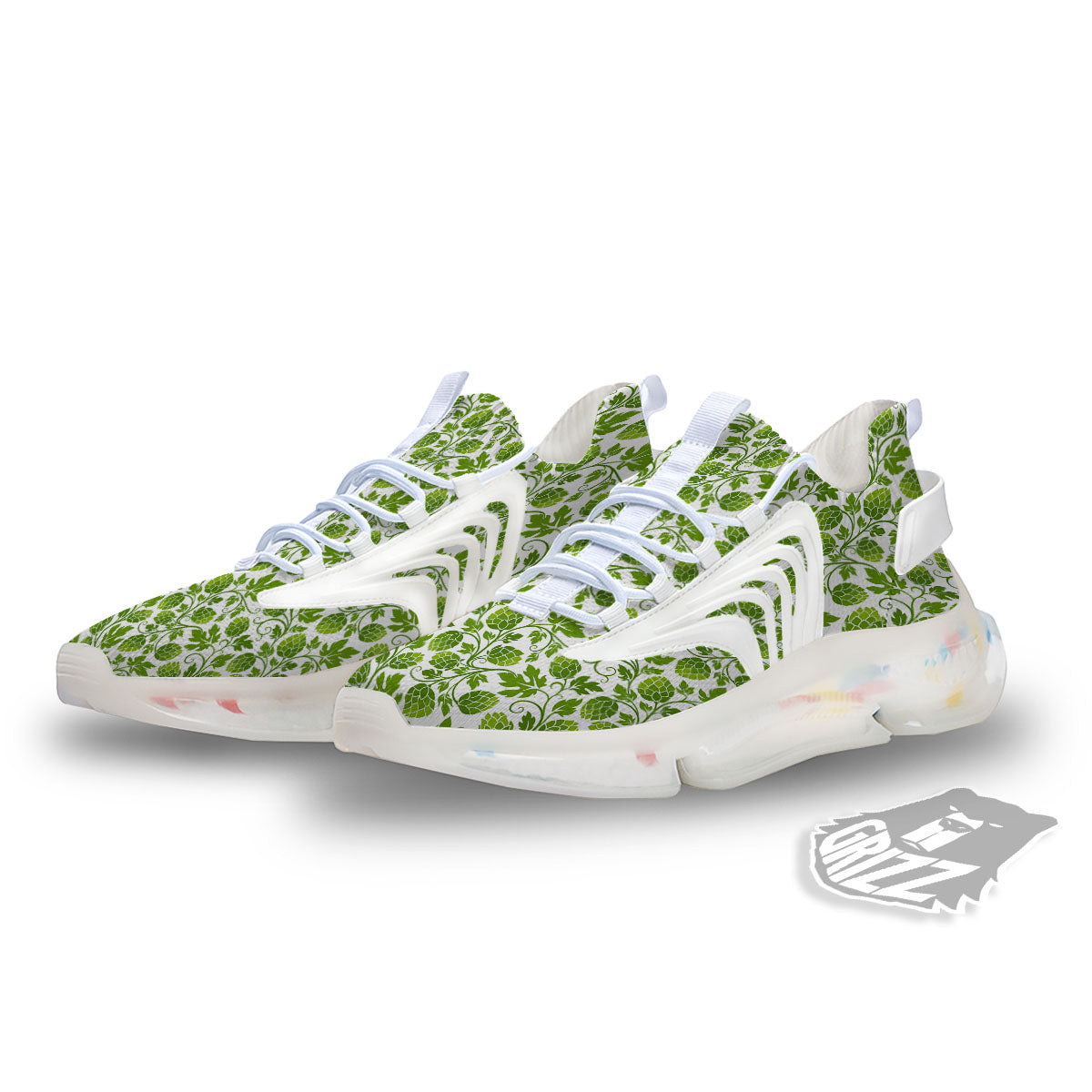 Hop Cone Cartoon Print Pattern White Gym Shoes-grizzshop