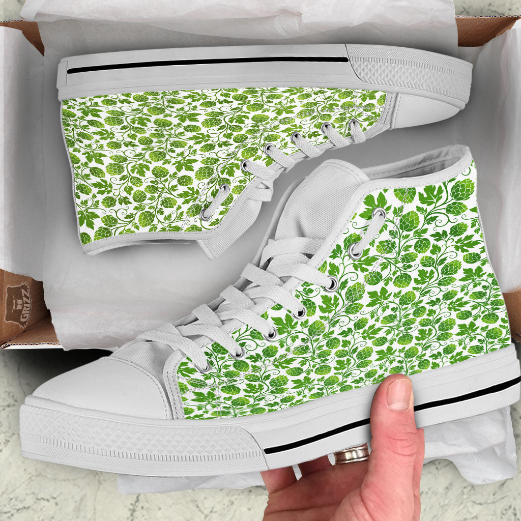 Hop Cone Cartoon Print Pattern White High Top Shoes-grizzshop