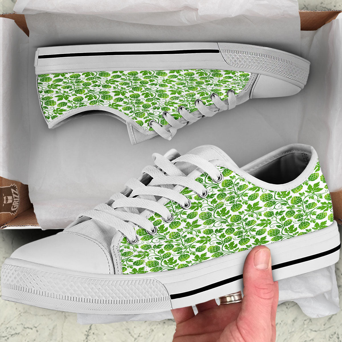 Hop Cone Cartoon Print Pattern White Low Top Shoes-grizzshop