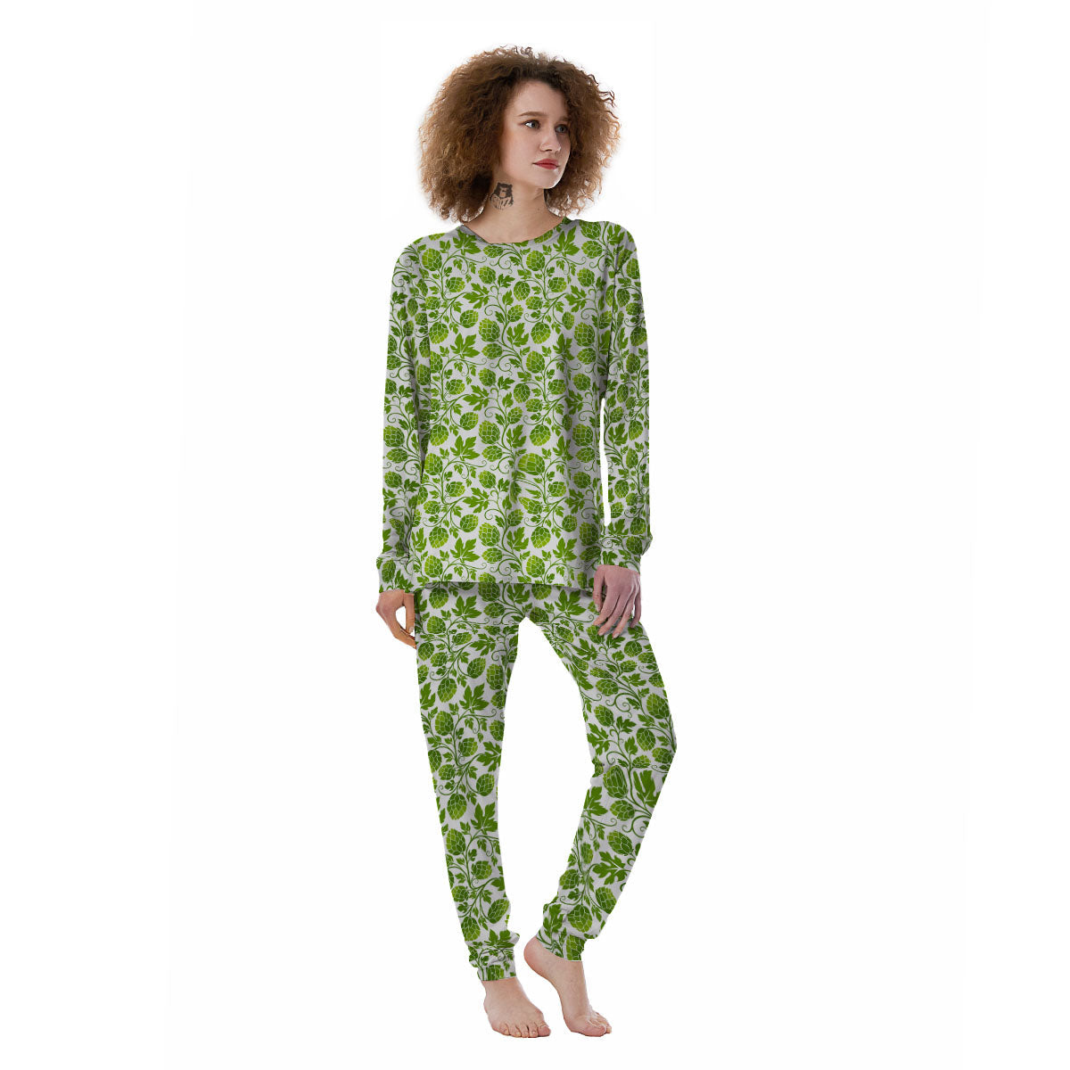 Hop Cone Cartoon Print Pattern Women's Pajamas-grizzshop