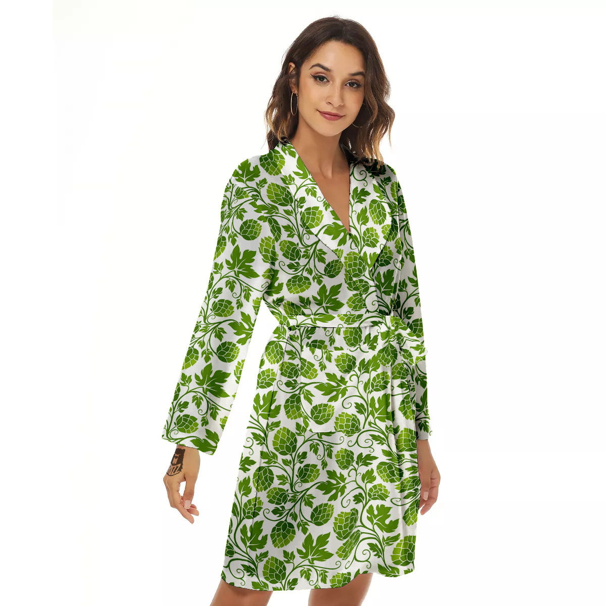 Hop Cone Cartoon Print Pattern Women's Robe-grizzshop