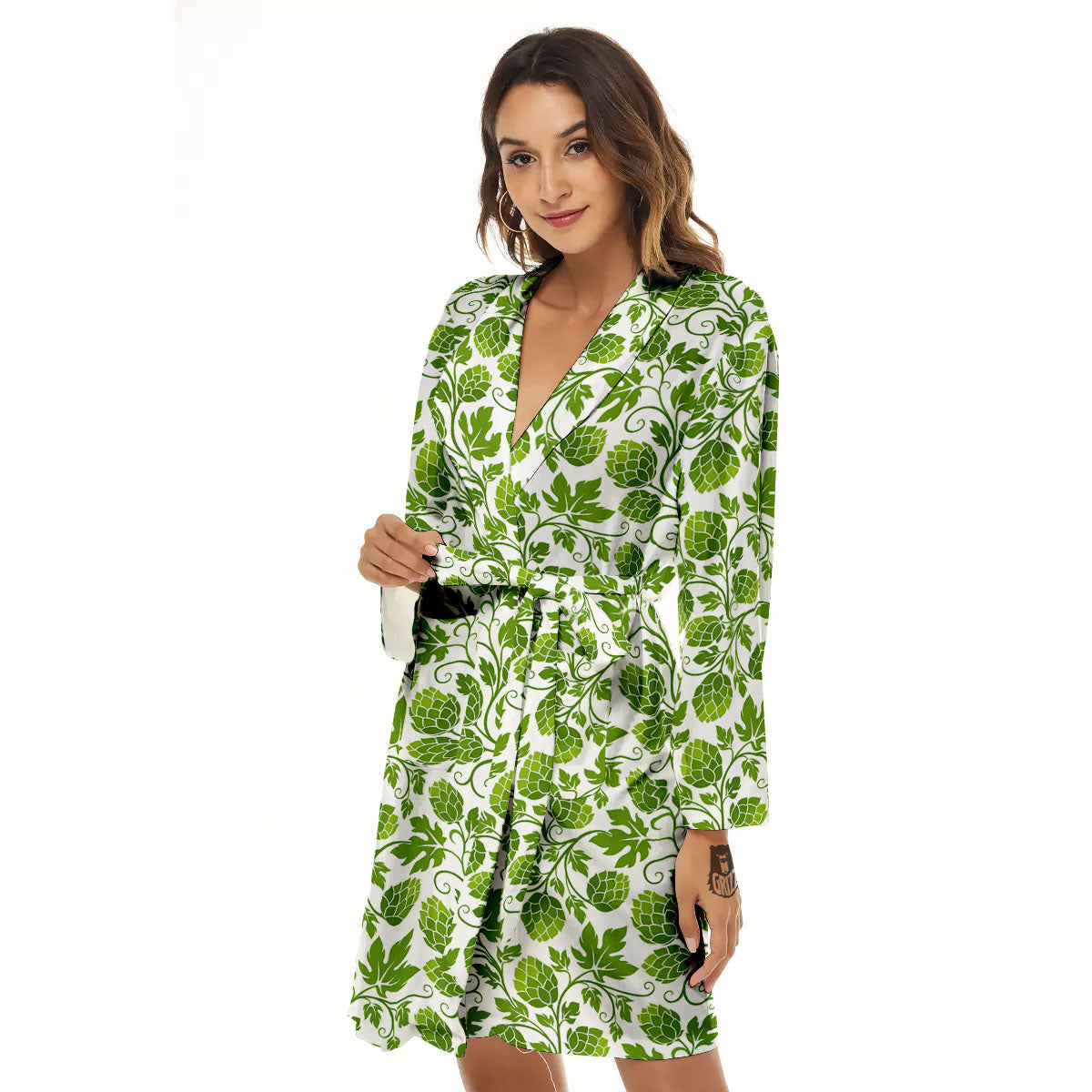 Hop Cone Cartoon Print Pattern Women's Robe-grizzshop