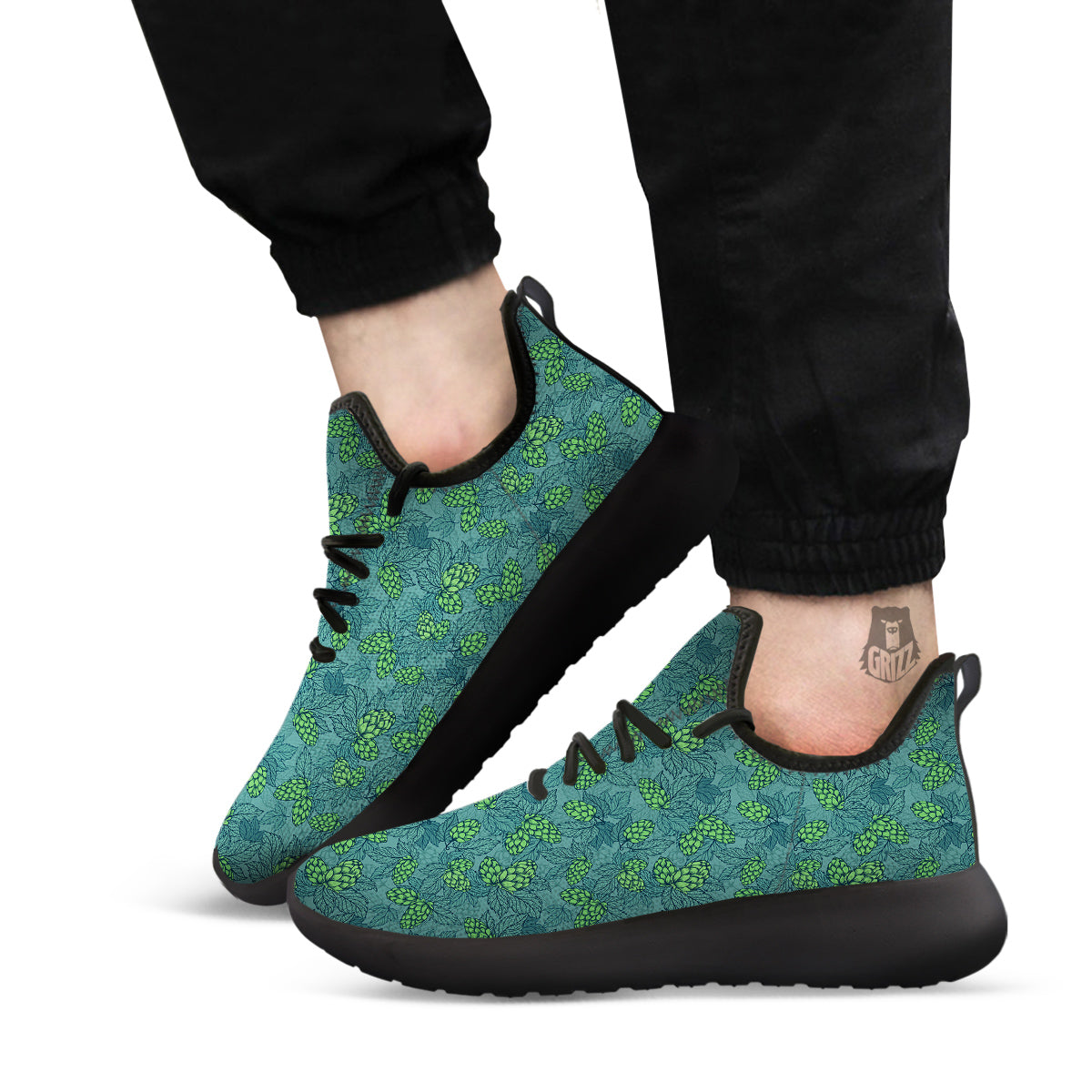 Hop Cone Cute Print Pattern Black Athletic Shoes-grizzshop