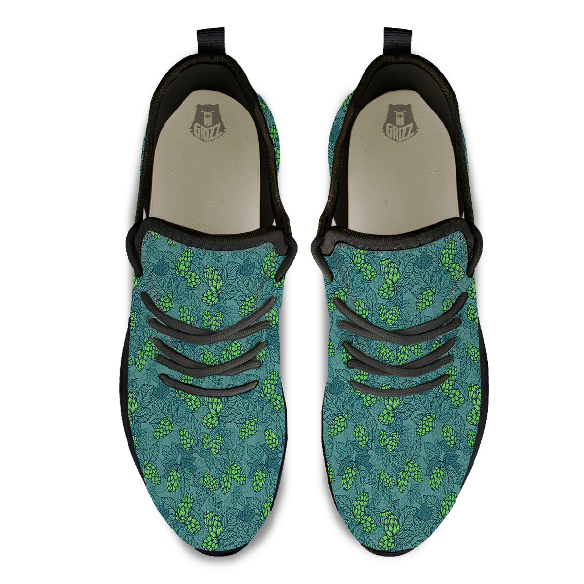 Hop Cone Cute Print Pattern Black Athletic Shoes-grizzshop