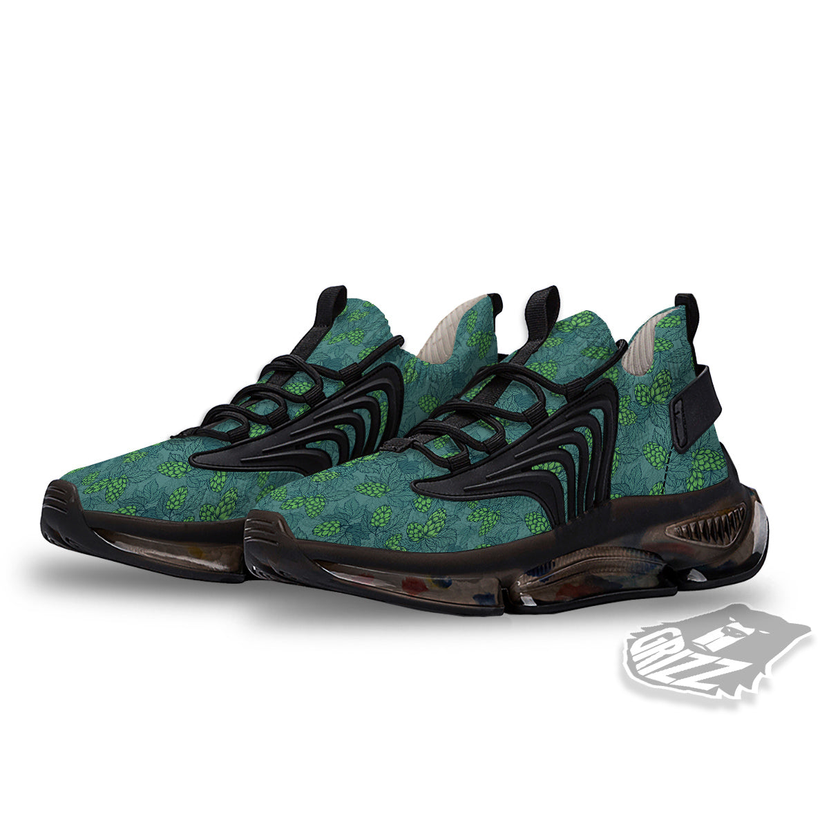 Hop Cone Cute Print Pattern Black Gym Shoes-grizzshop