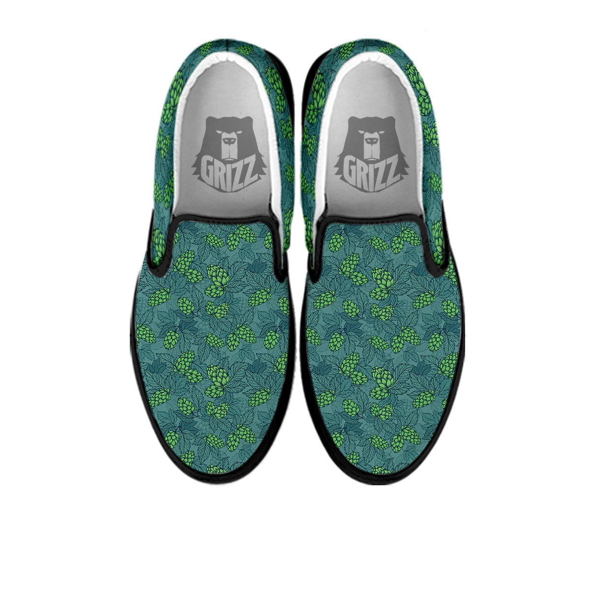 Hop Cone Cute Print Pattern Black Slip On Shoes-grizzshop
