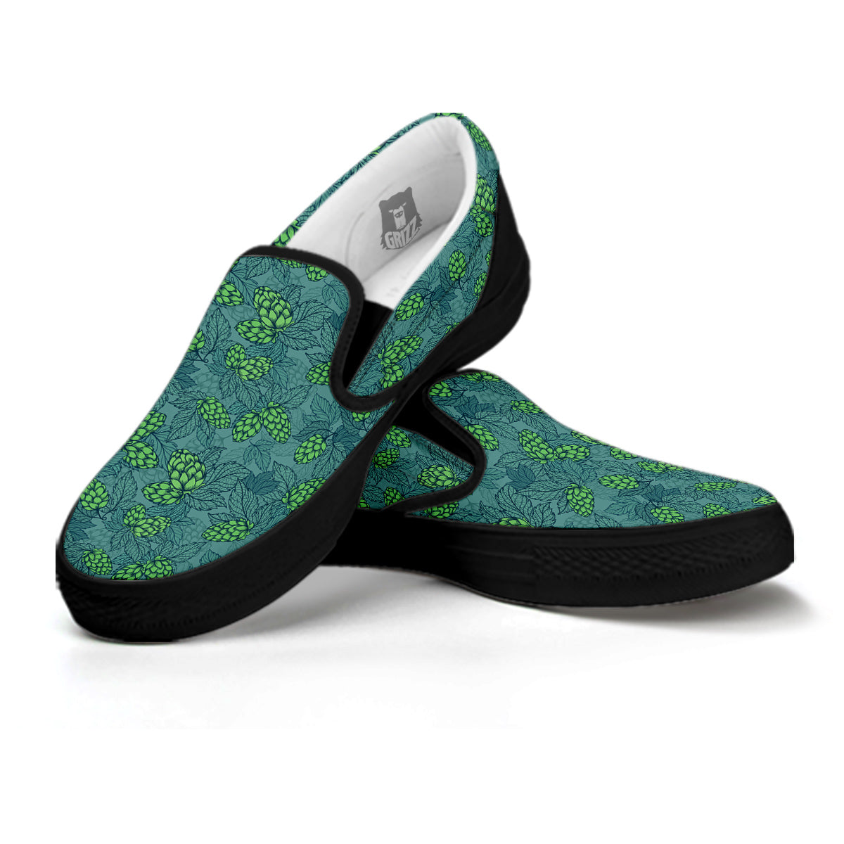 Hop Cone Cute Print Pattern Black Slip On Shoes-grizzshop