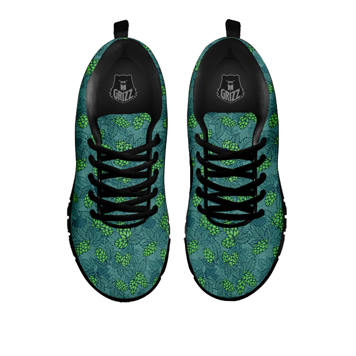 Hop Cone Cute Print Pattern Black Sneaker-grizzshop