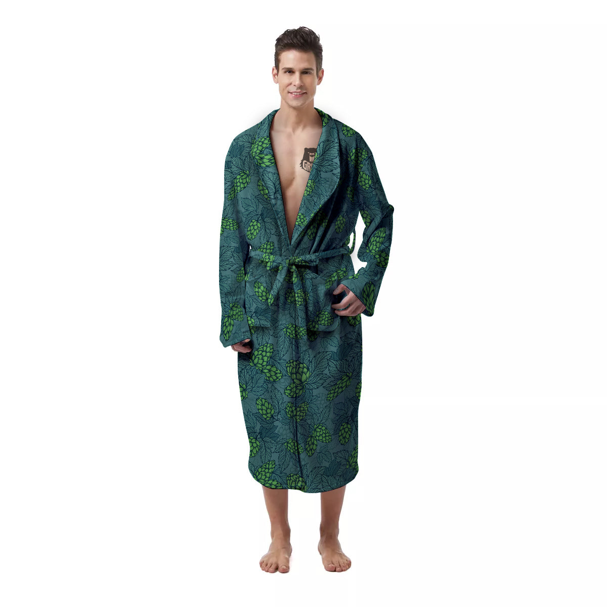 Hop Cone Cute Print Pattern Men's Robe-grizzshop