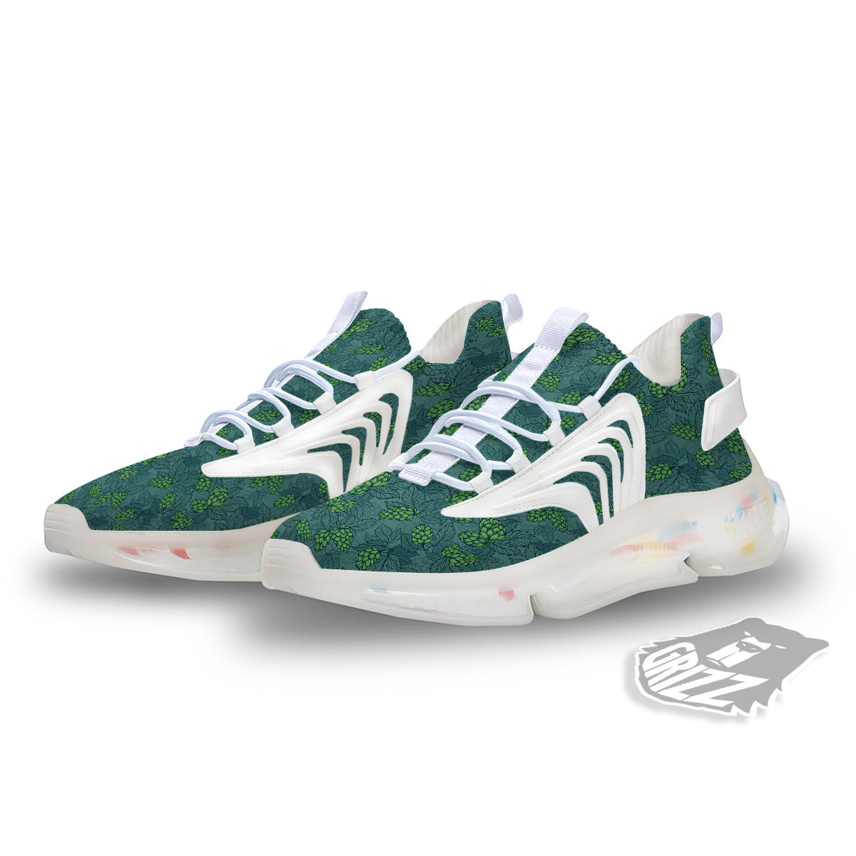 Hop Cone Cute Print Pattern White Gym Shoes-grizzshop