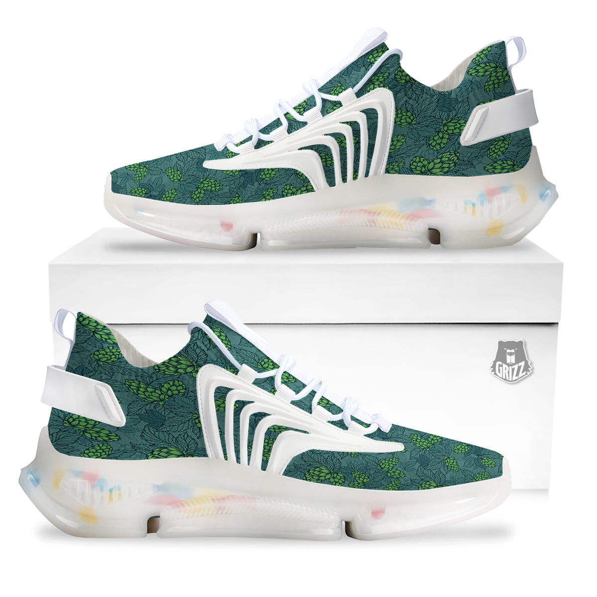 Hop Cone Cute Print Pattern White Gym Shoes-grizzshop