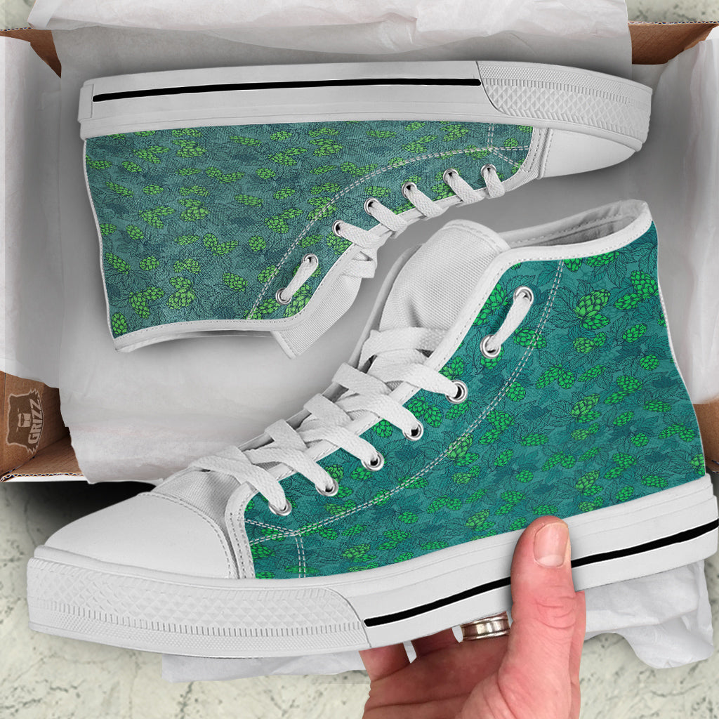 Hop Cone Cute Print Pattern White High Top Shoes-grizzshop