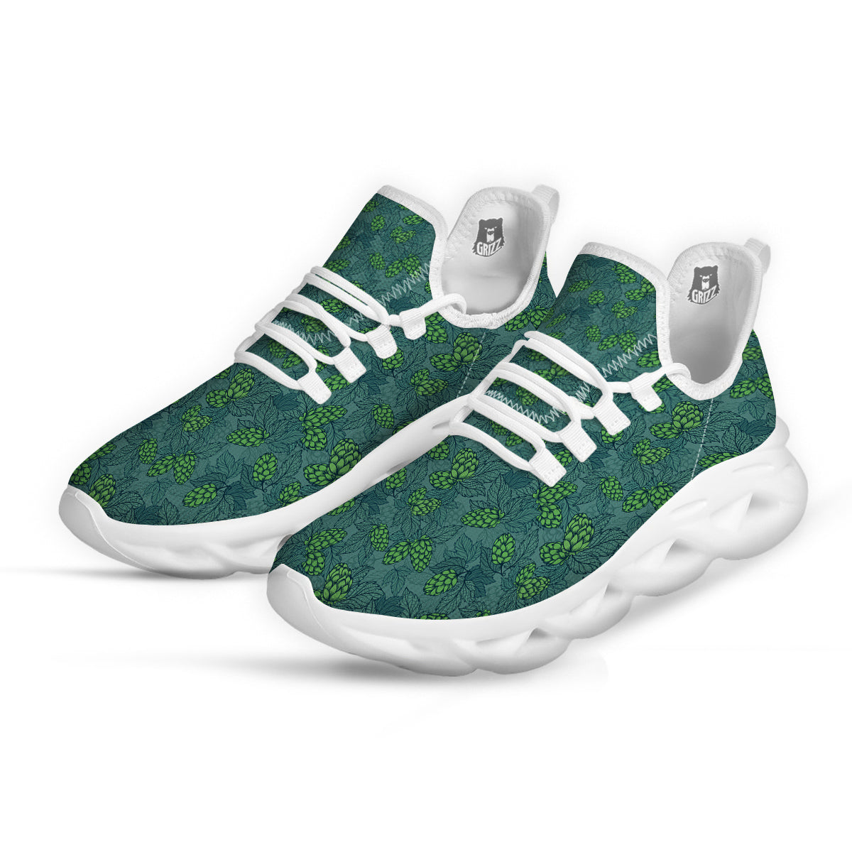Hop Cone Cute Print Pattern White Running Shoes-grizzshop