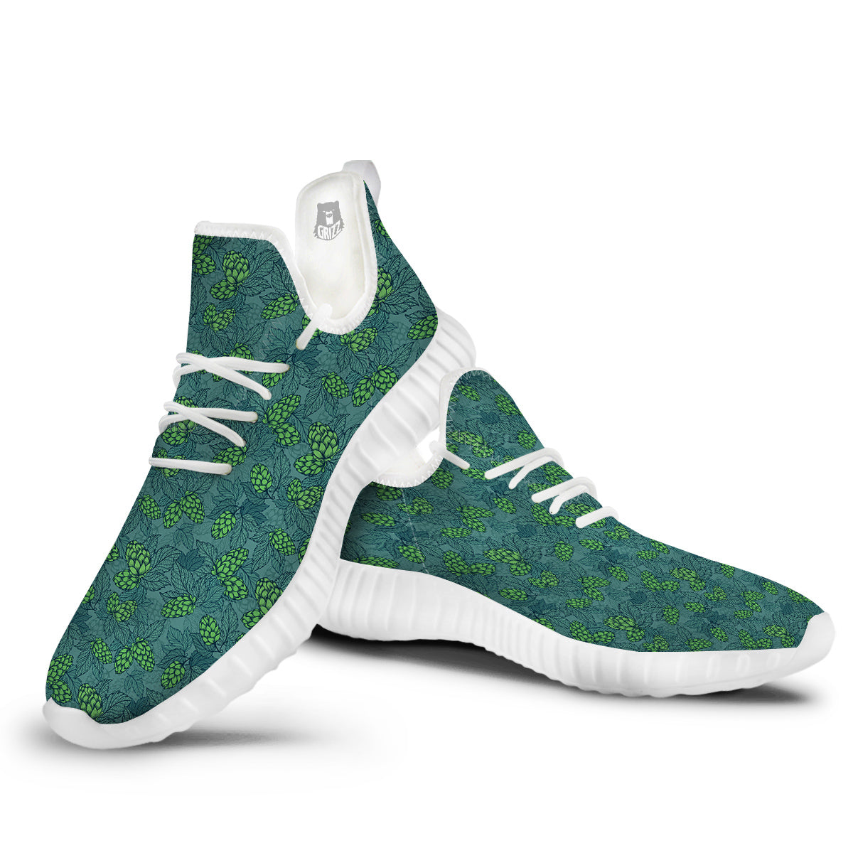 Hop Cone Cute Print Pattern White Walking Shoes-grizzshop