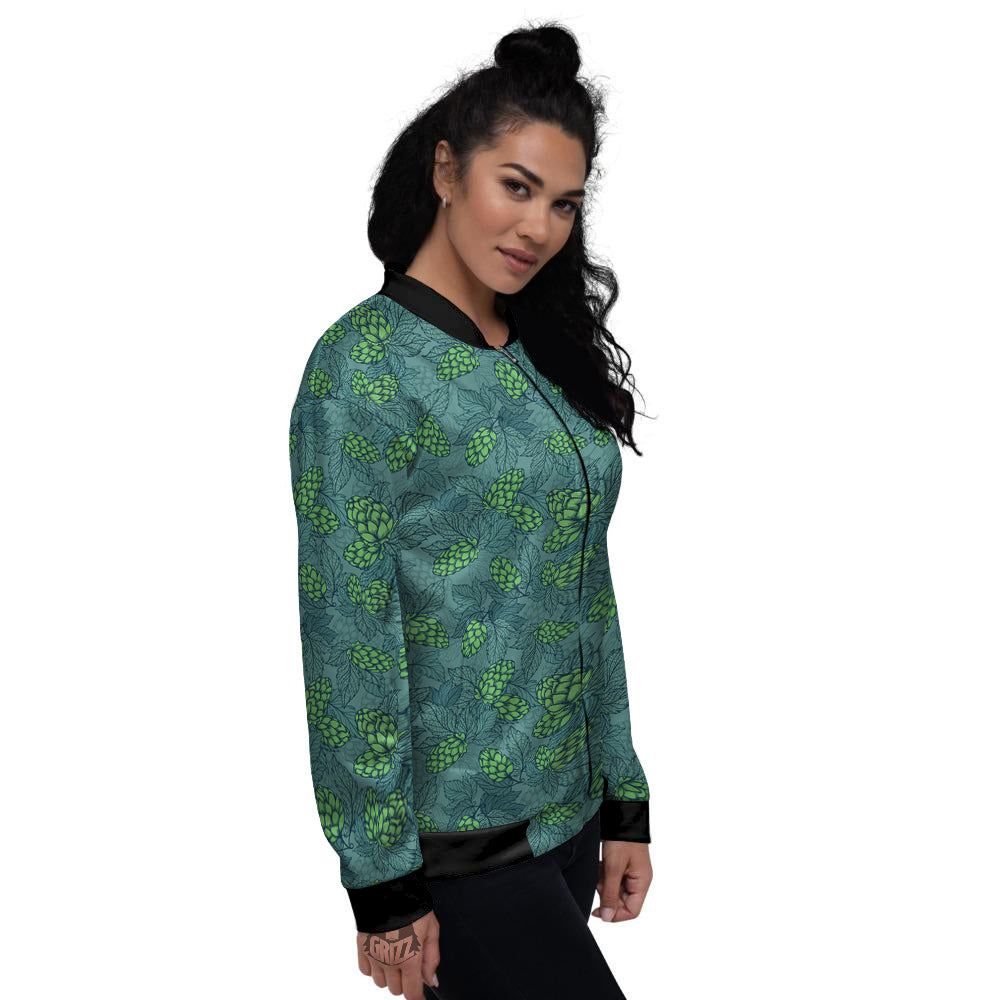 Hop Cone Cute Print Pattern Women's Bomber Jacket-grizzshop
