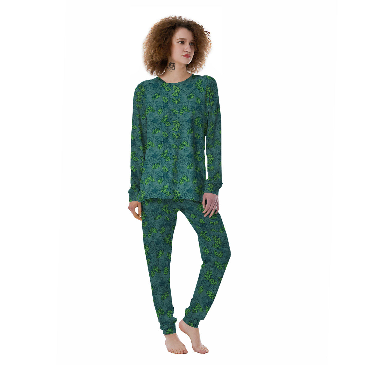 Hop Cone Cute Print Pattern Women's Pajamas-grizzshop