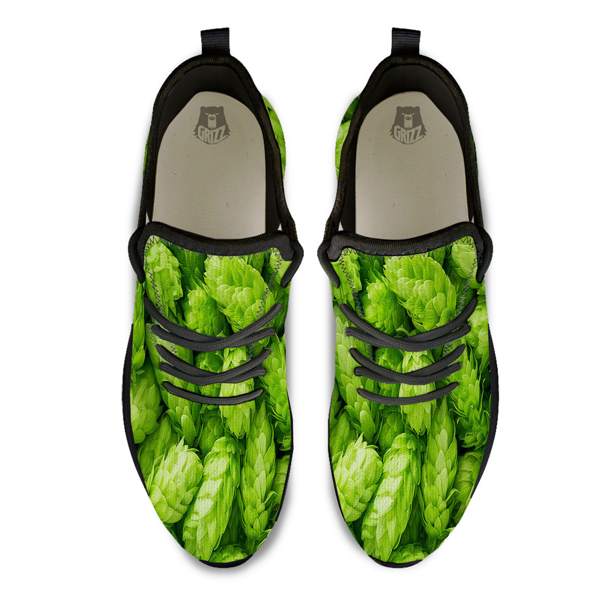Hop Cone Fresh Print Black Athletic Shoes-grizzshop