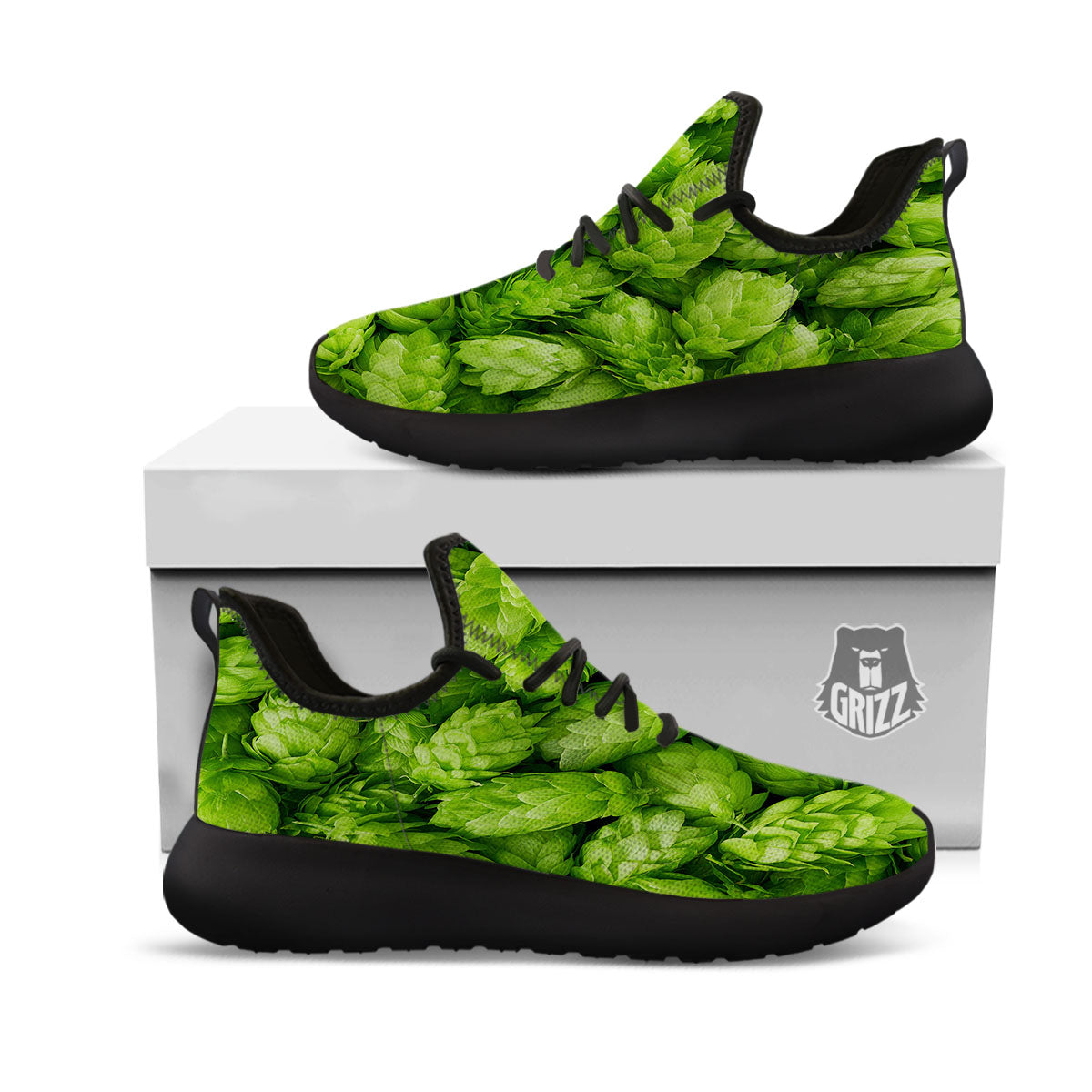 Hop Cone Fresh Print Black Athletic Shoes-grizzshop