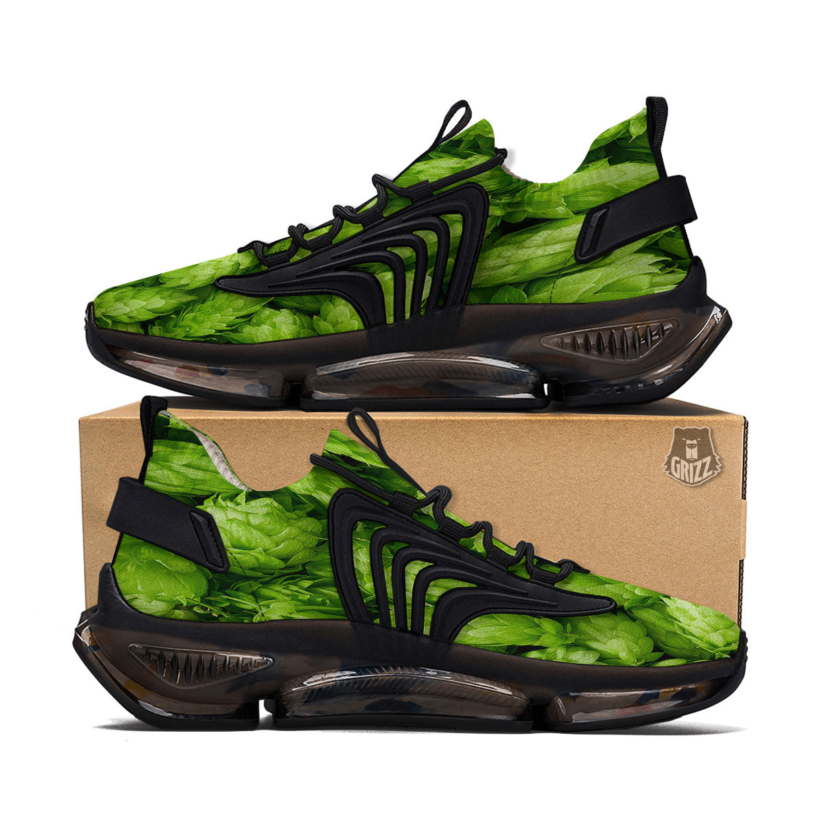 Hop Cone Fresh Print Black Gym Shoes-grizzshop