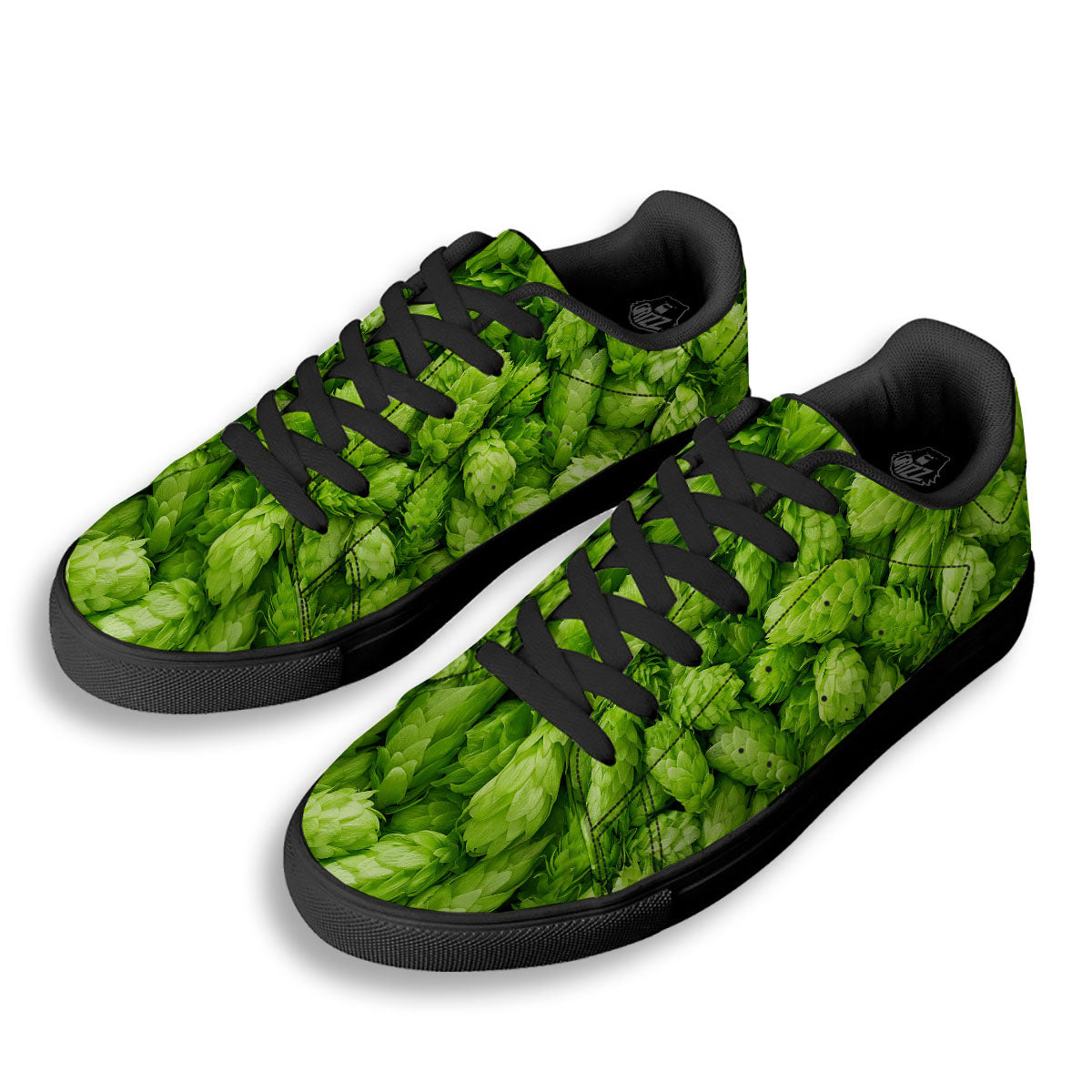 Hop Cone Fresh Print Black Low Top Sneakers-grizzshop