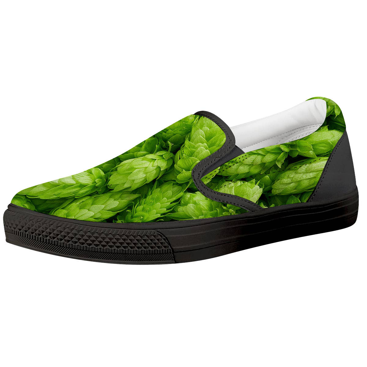 Hop Cone Fresh Print Black Slip On Shoes-grizzshop