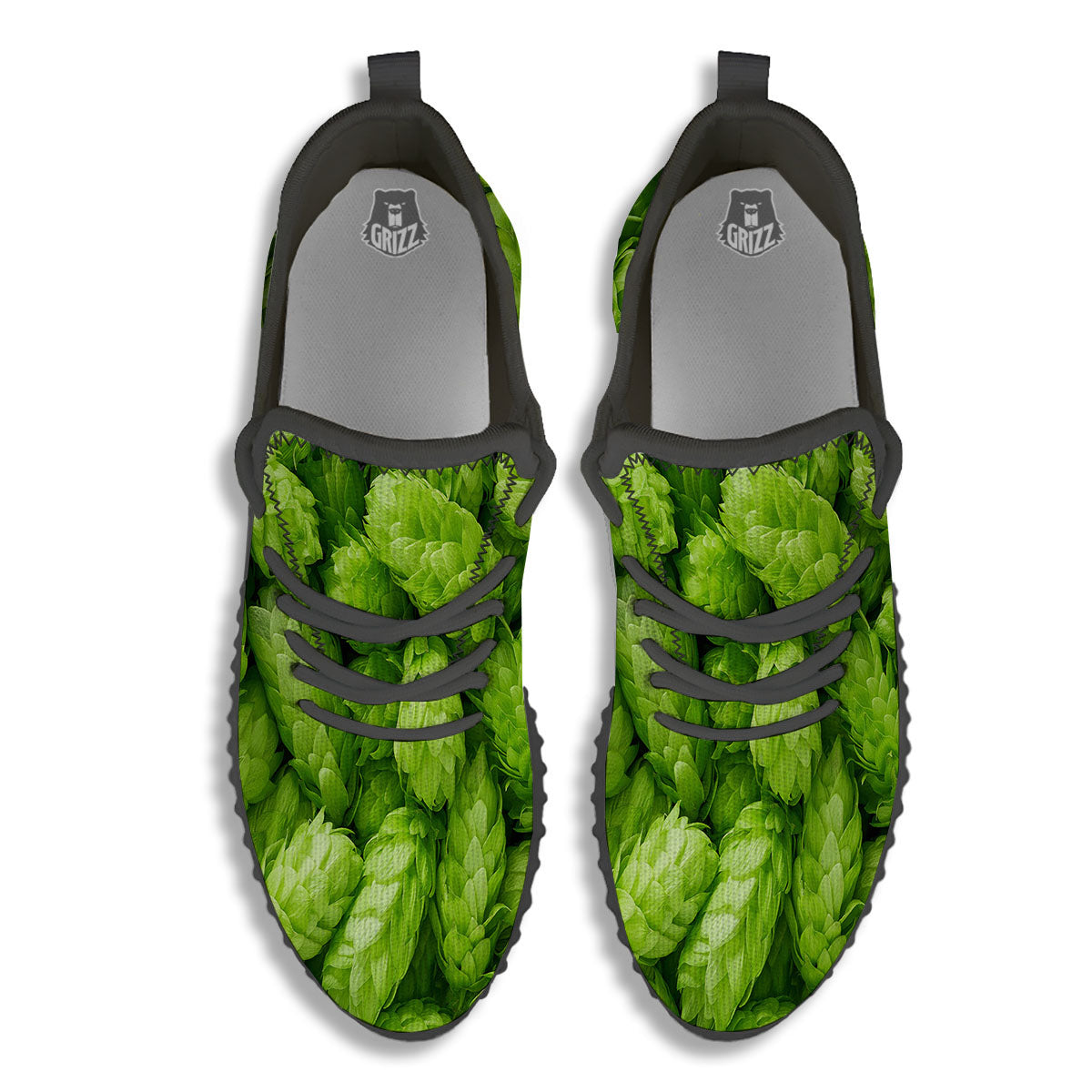Hop Cone Fresh Print Black Walking Shoes-grizzshop