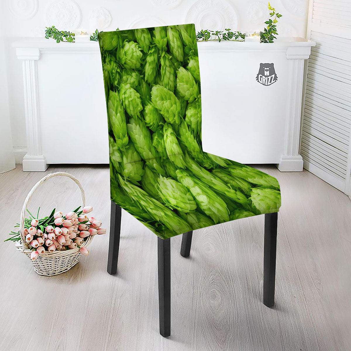 Hop Cone Fresh Print Dining Chair Slipcover-grizzshop