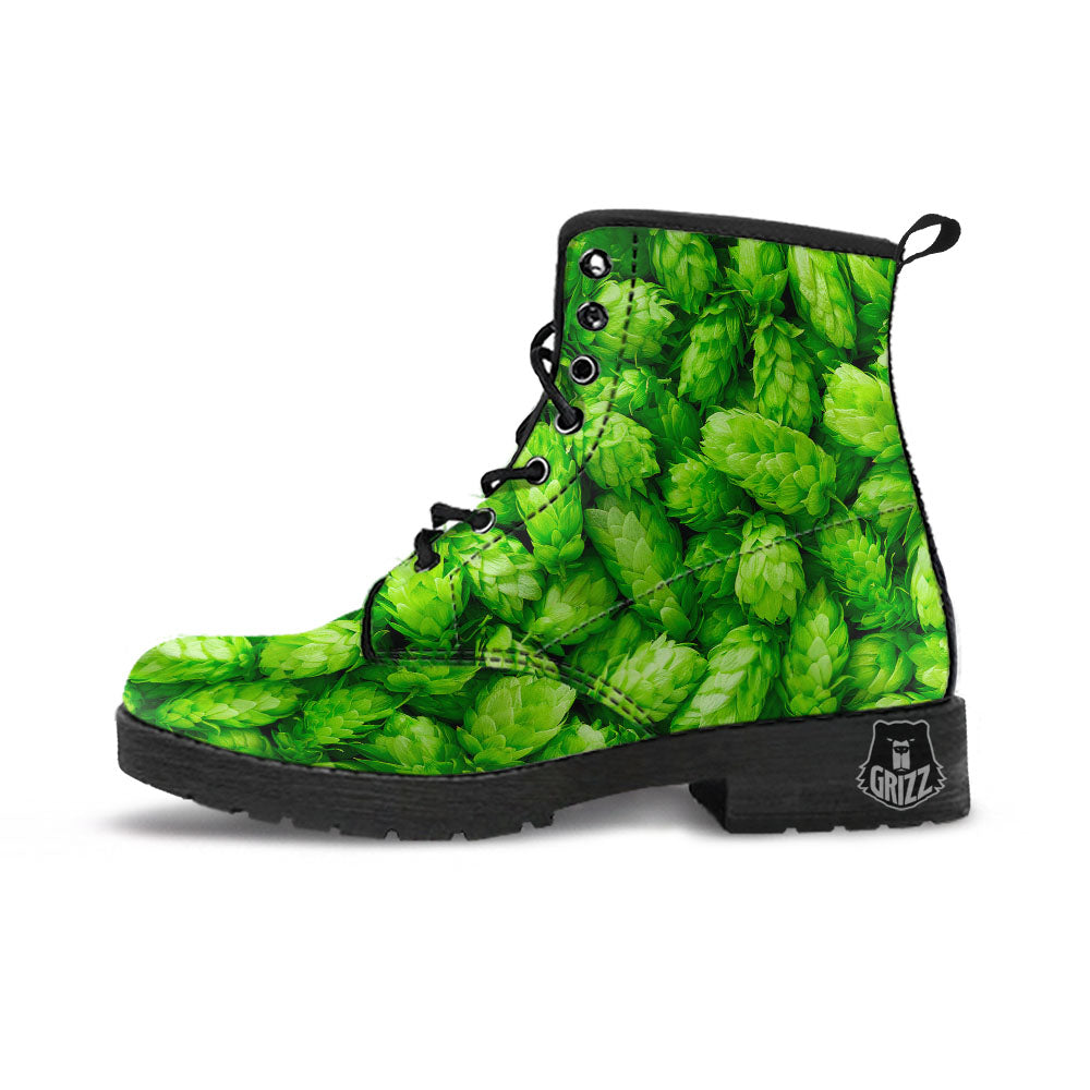 Hop Cone Fresh Print Leather Boots-grizzshop
