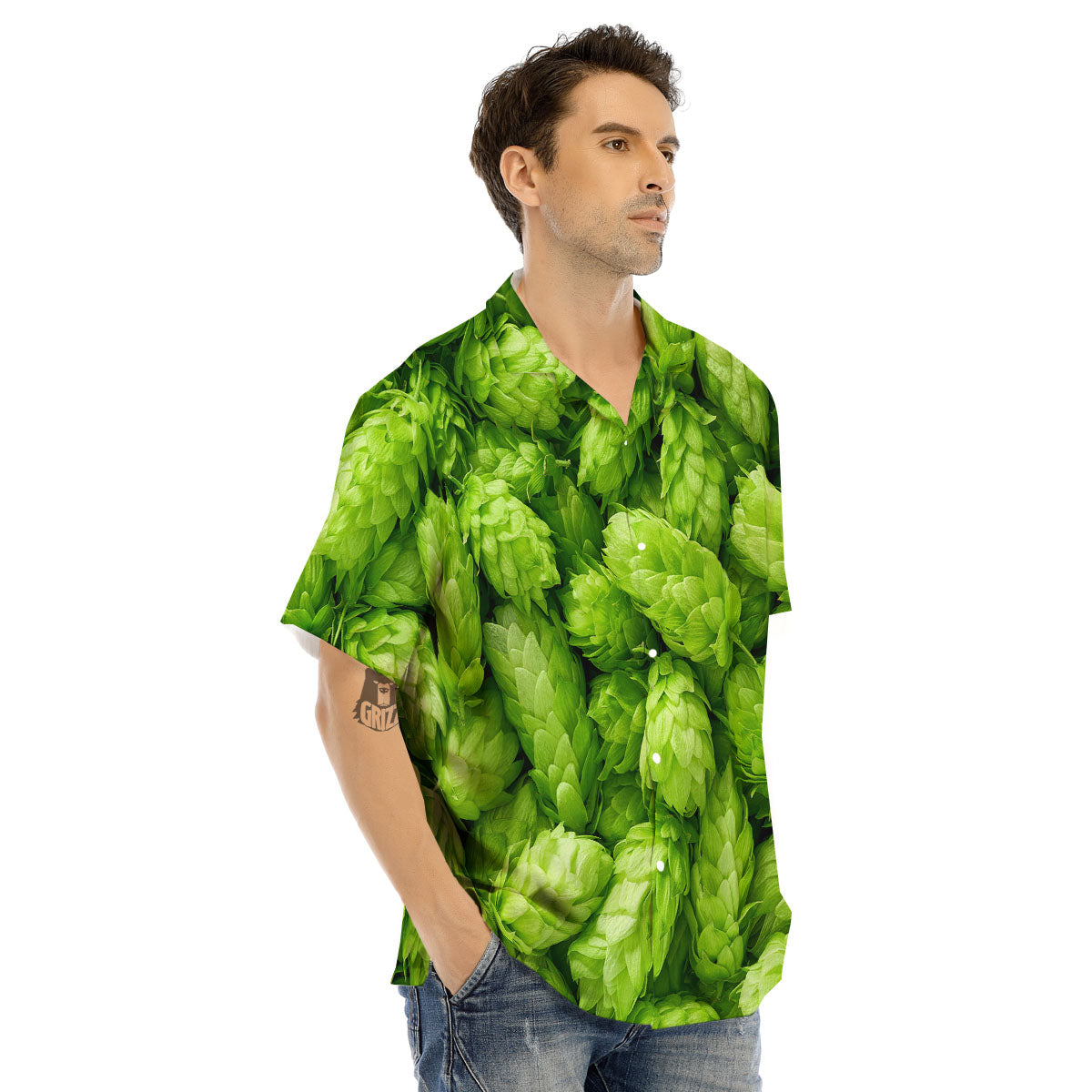 Hop Cone Fresh Print Men's Hawaiian Shirt-grizzshop