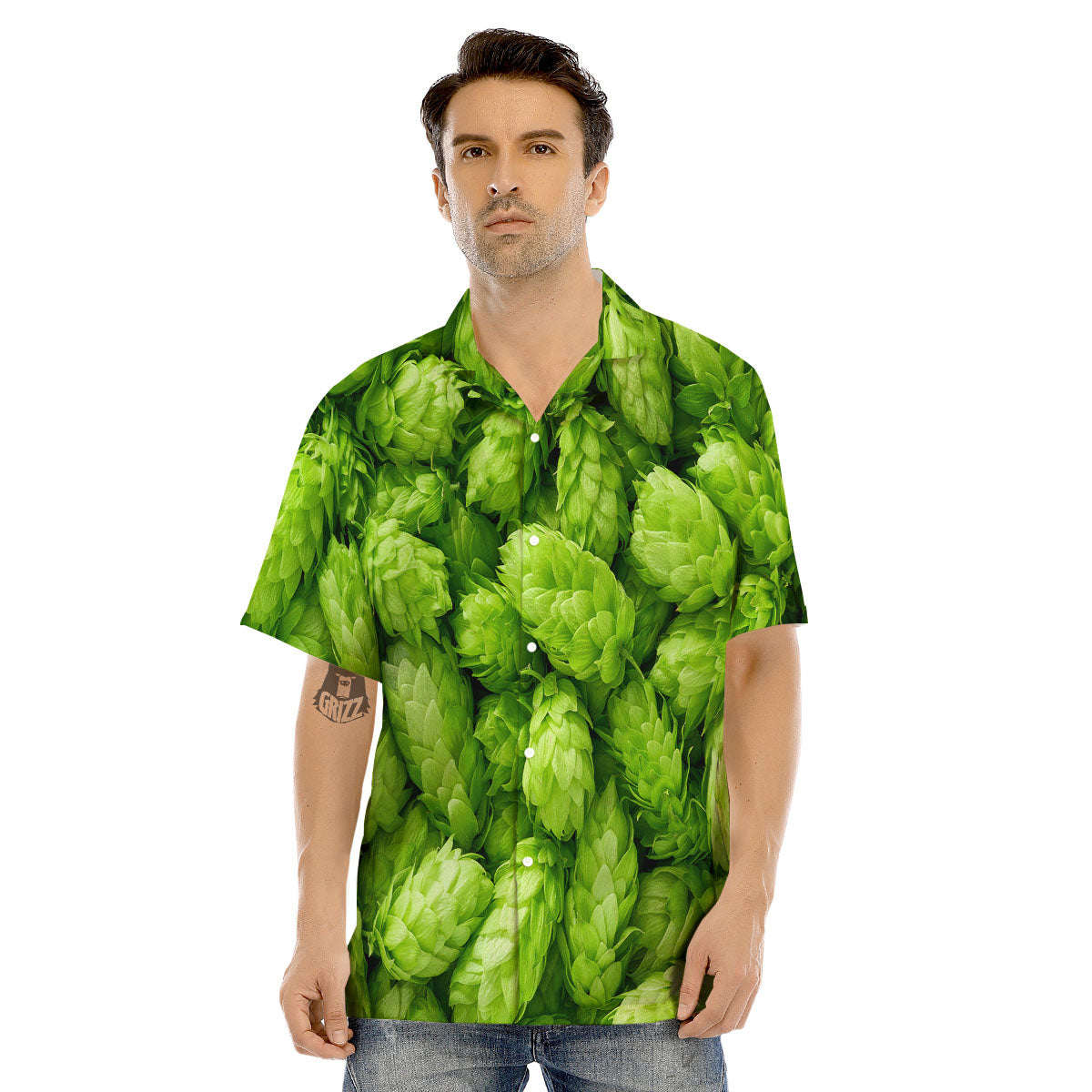Hop Cone Fresh Print Men's Hawaiian Shirt-grizzshop