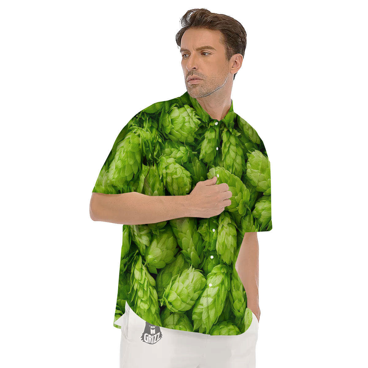 Hop Cone Fresh Print Men's Short Sleeve Shirts-grizzshop