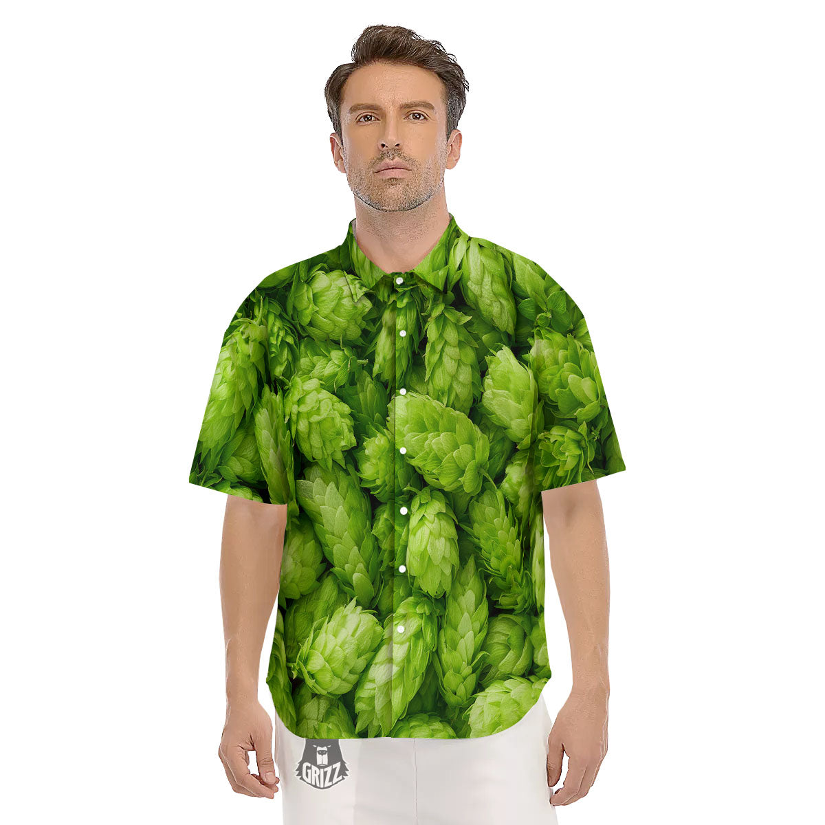 Hop Cone Fresh Print Men's Short Sleeve Shirts-grizzshop