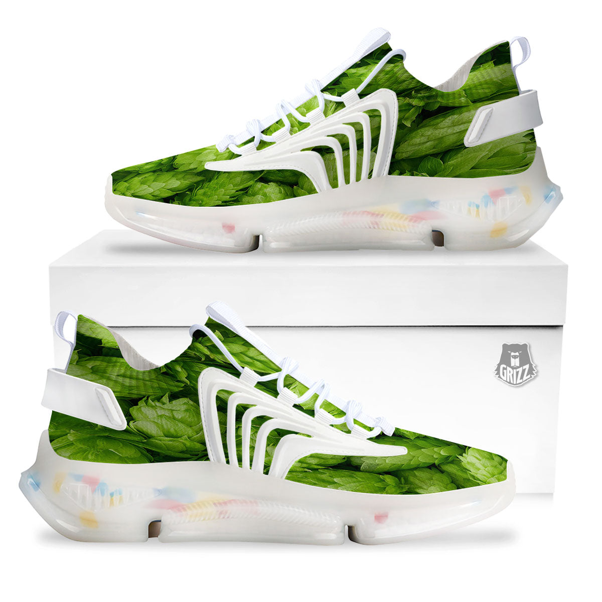 Hop Cone Fresh Print White Gym Shoes-grizzshop