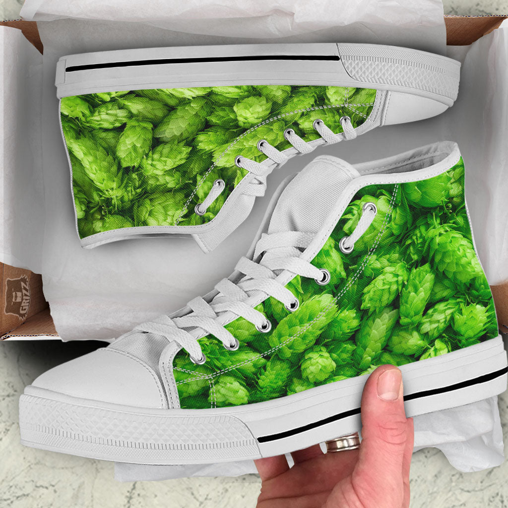 Hop Cone Fresh Print White High Top Shoes-grizzshop