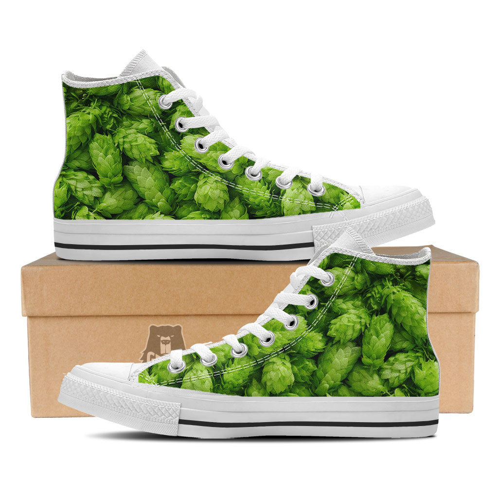 Hop Cone Fresh Print White High Top Shoes-grizzshop