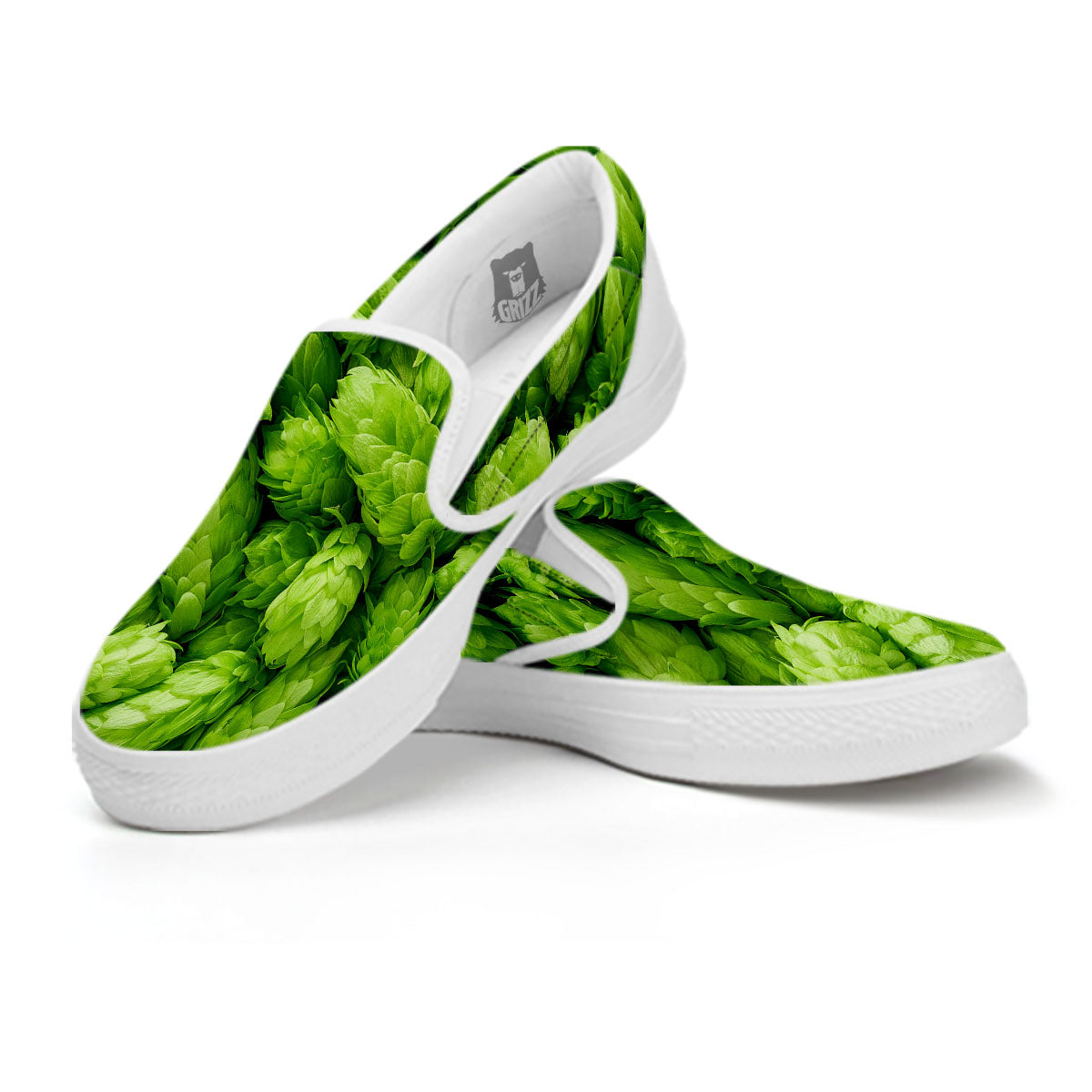 Hop Cone Fresh Print White Slip On Shoes-grizzshop