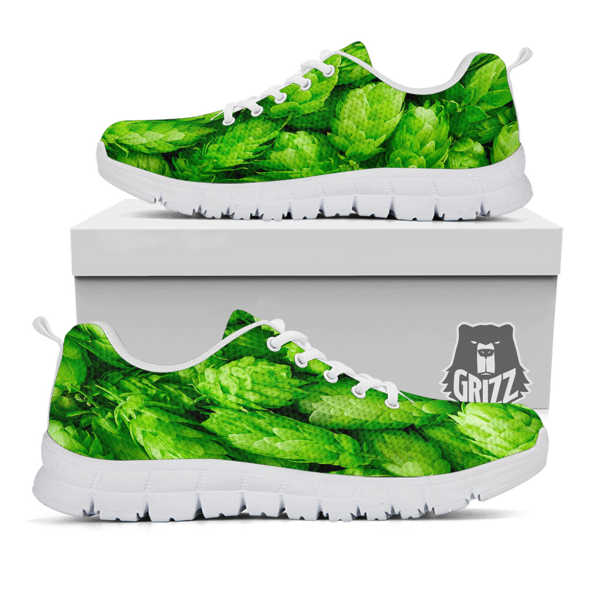Hop Cone Fresh Print White Sneaker-grizzshop