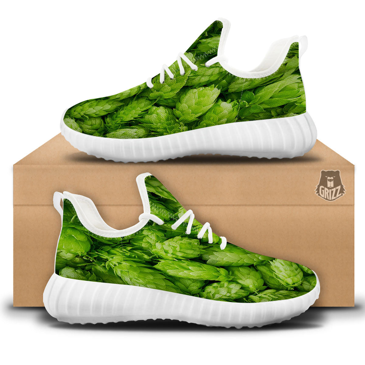 Hop Cone Fresh Print White Walking Shoes-grizzshop