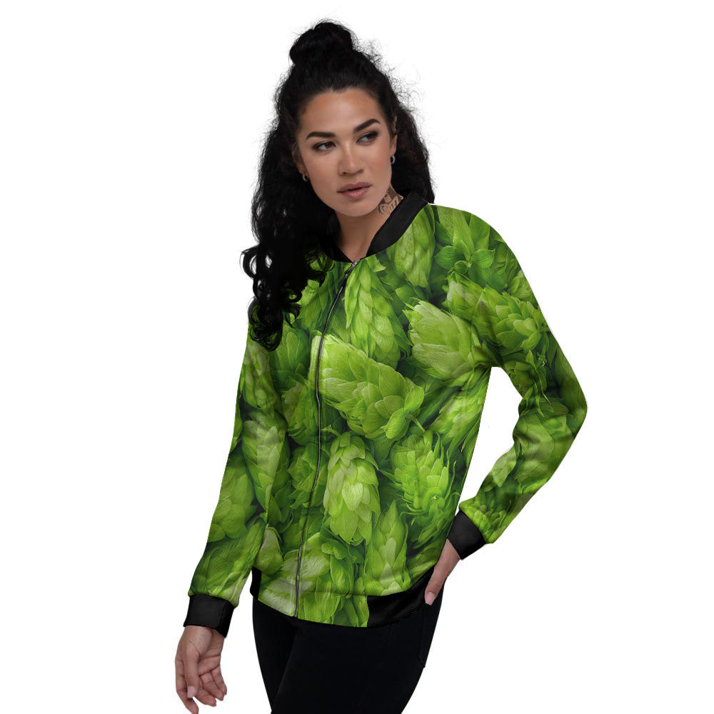 Hop Cone Fresh Print Women's Bomber Jacket-grizzshop