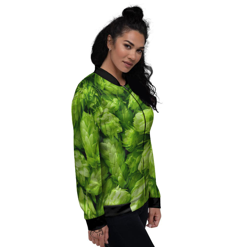 Hop Cone Fresh Print Women's Bomber Jacket-grizzshop